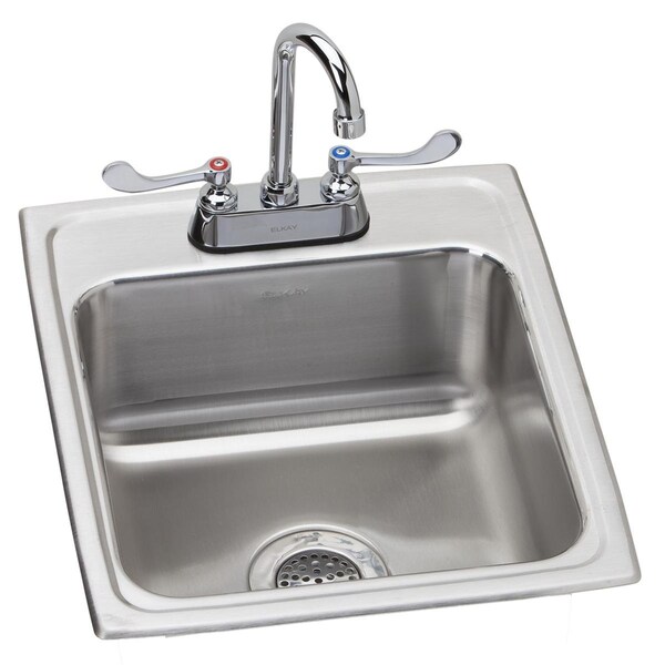 Elkay Lustertone Stainless Steel 17 X 20 X 6 Single Bowl Top Mount Ada Sink + Faucet Kit LRAD172060C - main